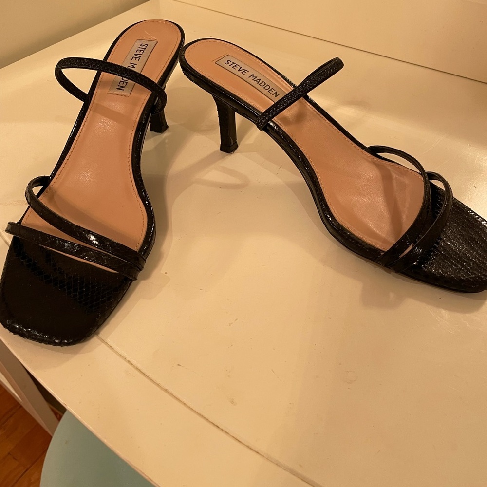 Faux Croc kitten heels mules